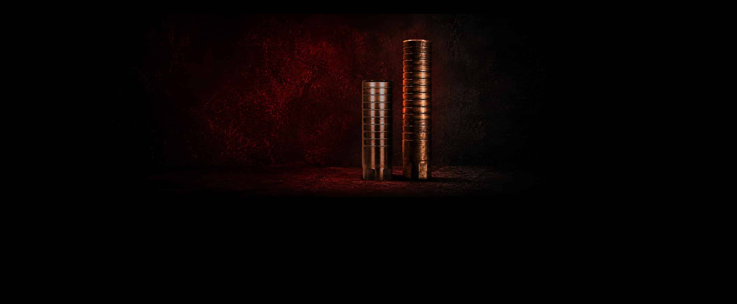 promo background for backcountry rifle suppressor showing the product on a grunge background in a red and black theme